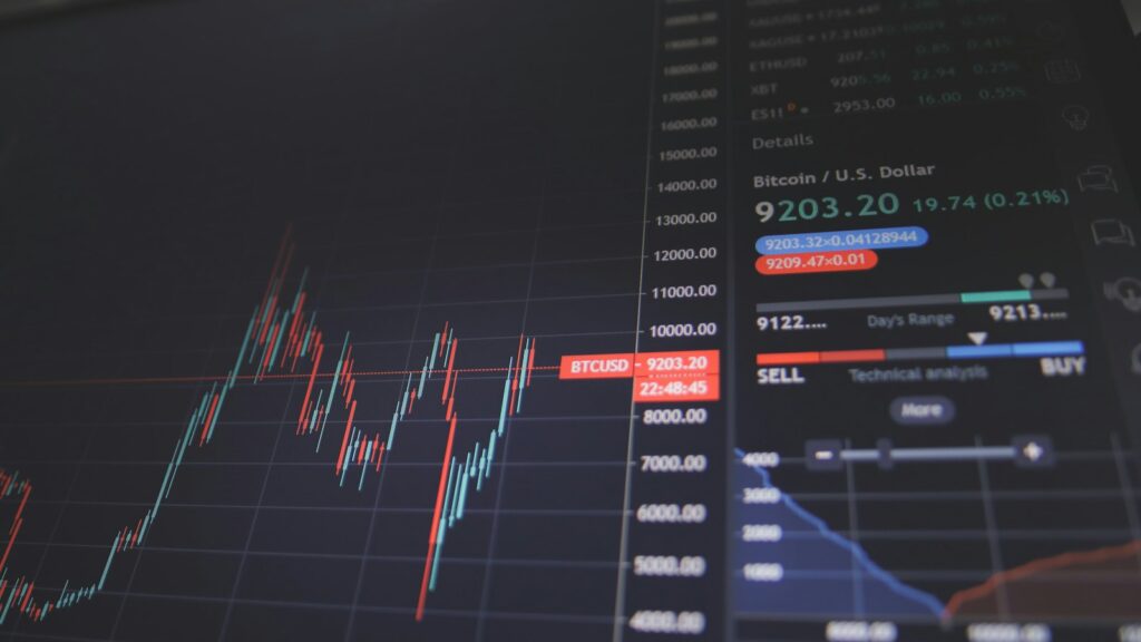 Bitcoin price chart on a crypto exchange